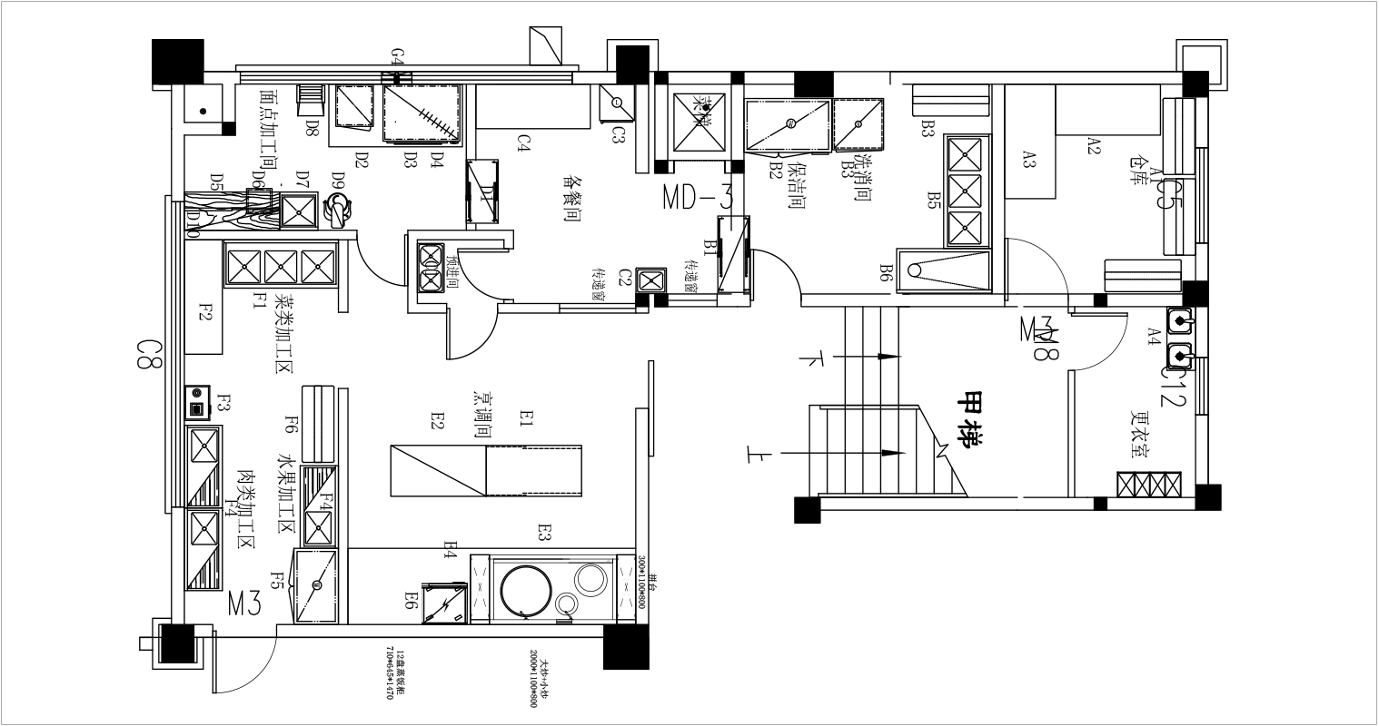 根据环保要求和水电接驳，对后厨合理规划